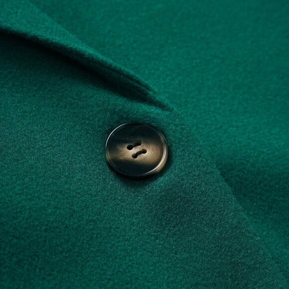 Green Casual Women's Plain Double-Breasted Long Sleeve Long Coat - Picture 4 of 8